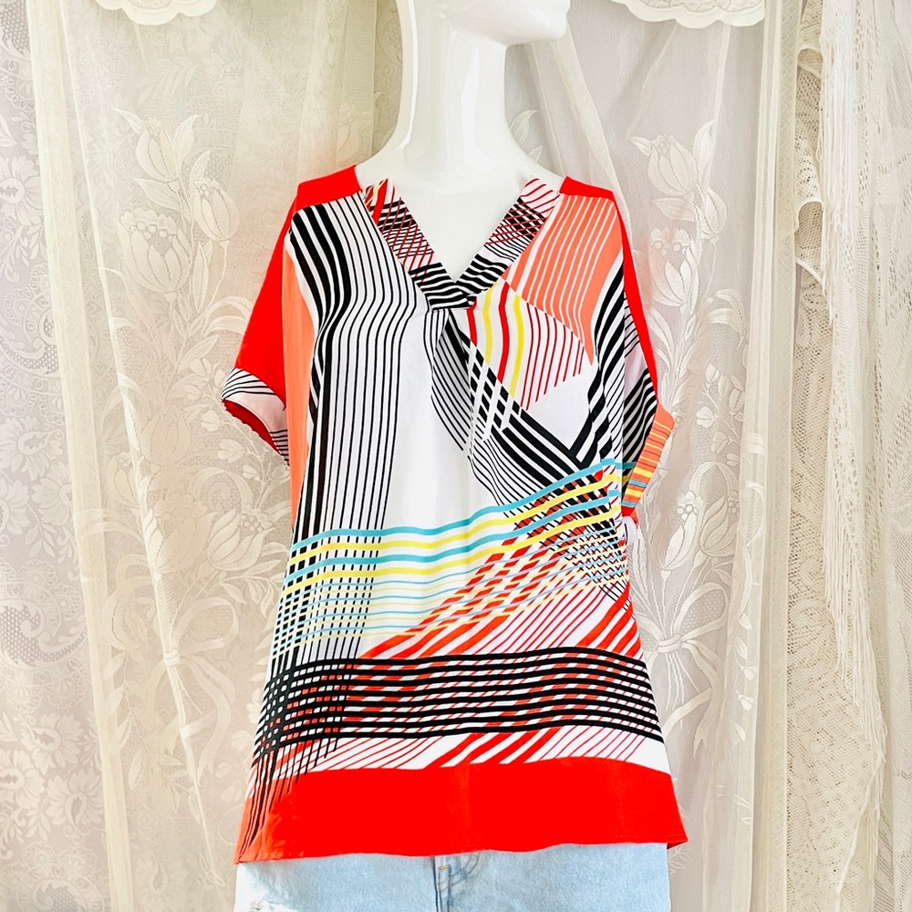 Dana Buchman Geometric Abstract Pattern Blouse